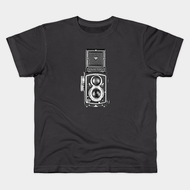 Vintage 1950s Twin Lens Camera - Open Hood Kids T-Shirt by DecPhoto